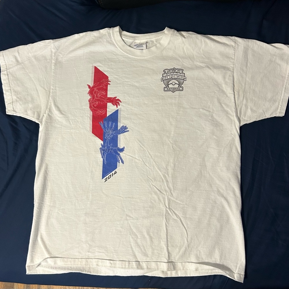 Pokémon 2014 championships X and Y Port and Company White Graphic Men's T-Shirt